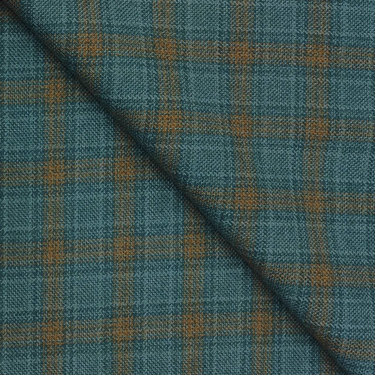 Tweed Blazer Fabric Raymond Wool Blended Check Colour Viridian Green